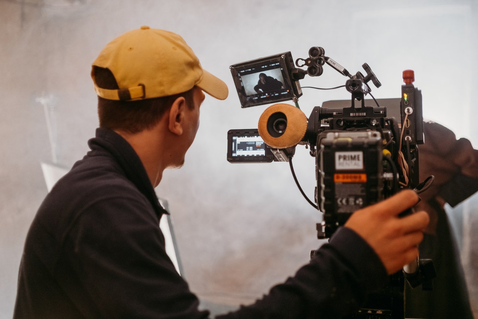 Cameraman with big cinema camera