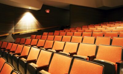 Empty chairs in movie theater