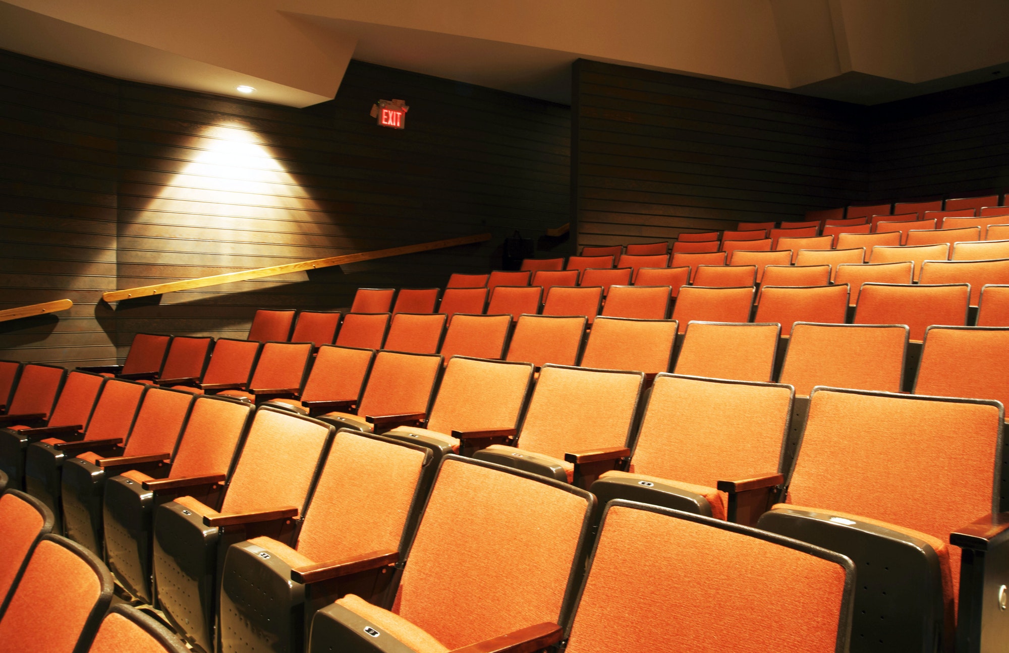 Empty chairs in movie theater